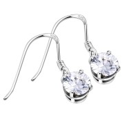 Diamond Clear CZ Sterling Silver Dangling Earrings, e435